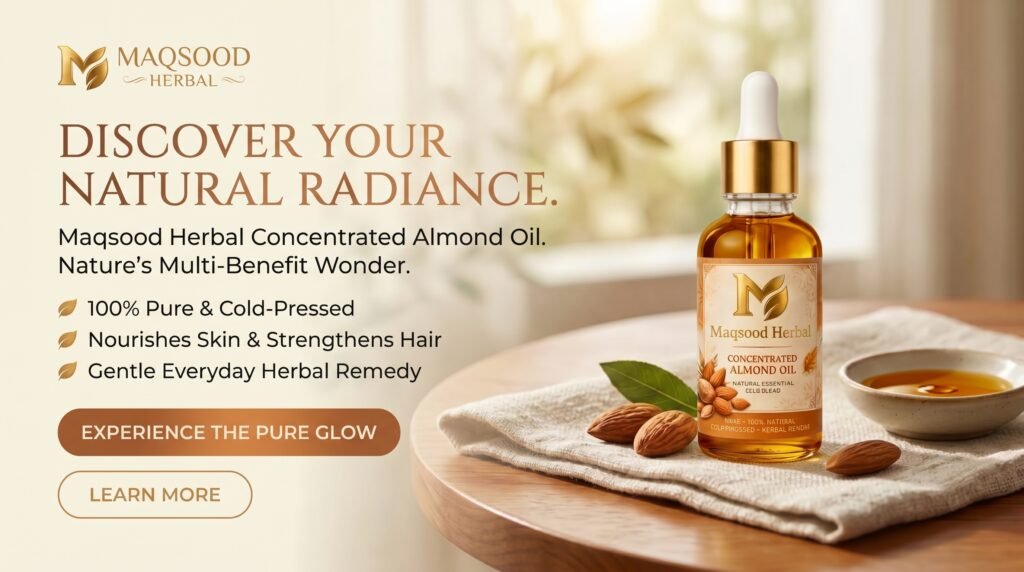 Maqsood Herbal concentrated almond oil banner