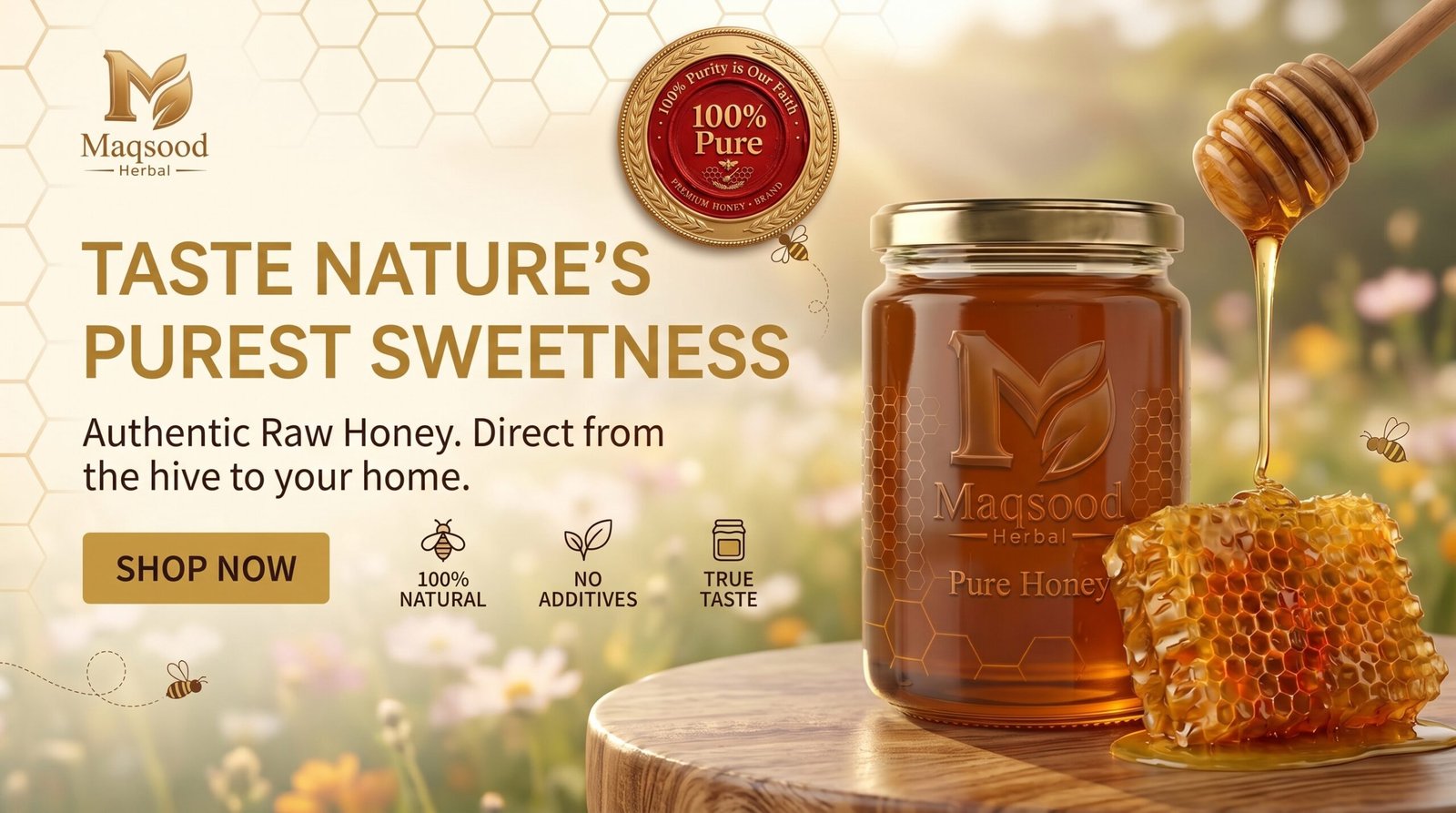 Pure raw honey from Maqsood Herbal Store: taste nature purest sweetness